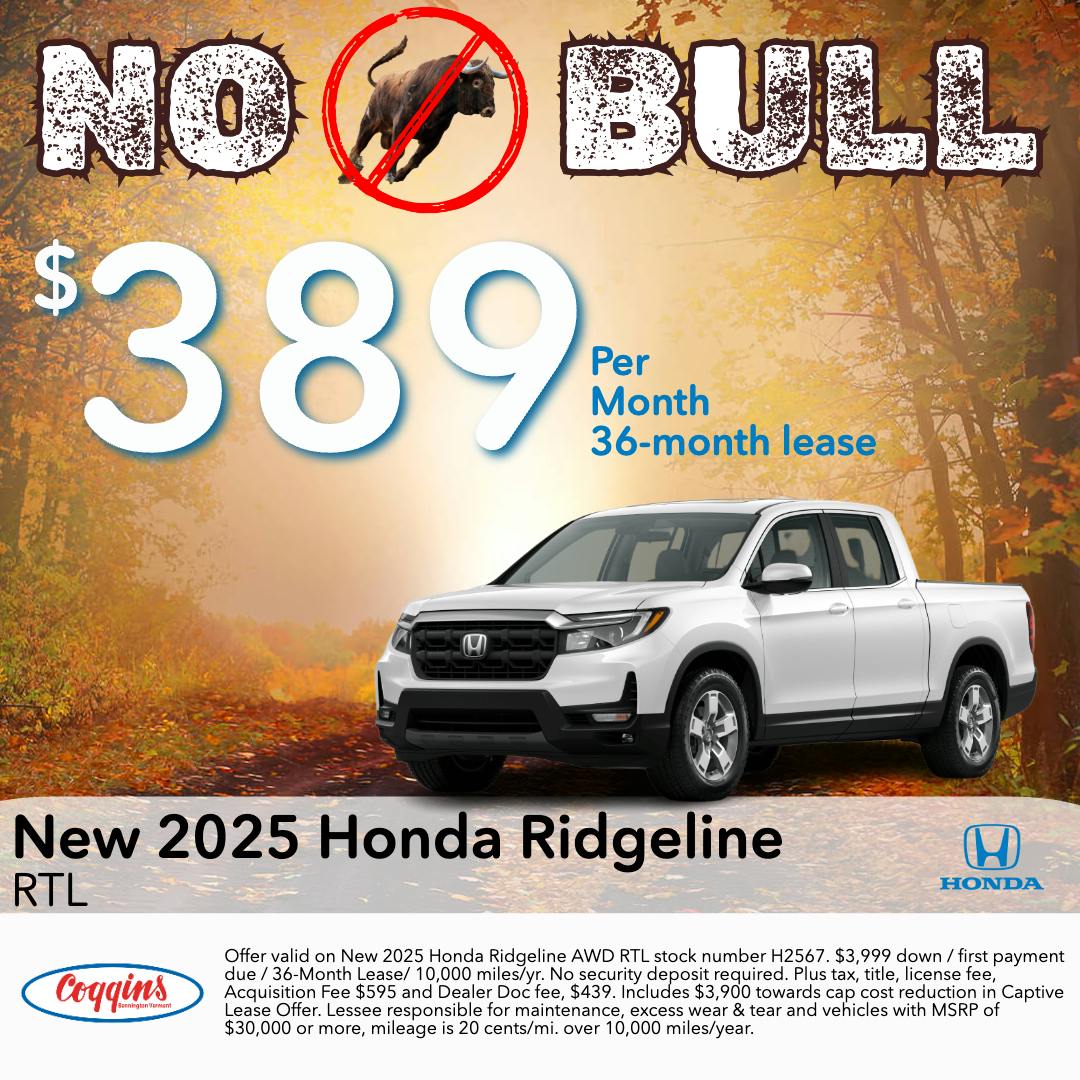 2025 Ridgeline Lease | Coggins Honda of Bennington