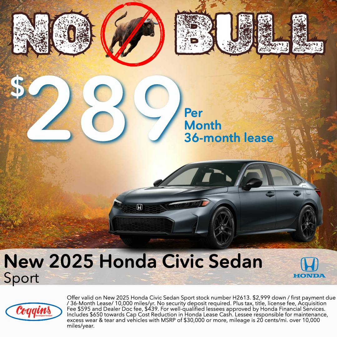 2025 Honda Civic Lease | Coggins Honda of Bennington