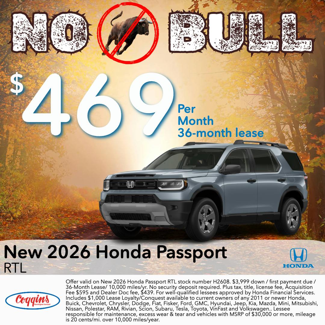 2026 Passport Lease | Coggins Honda of Bennington