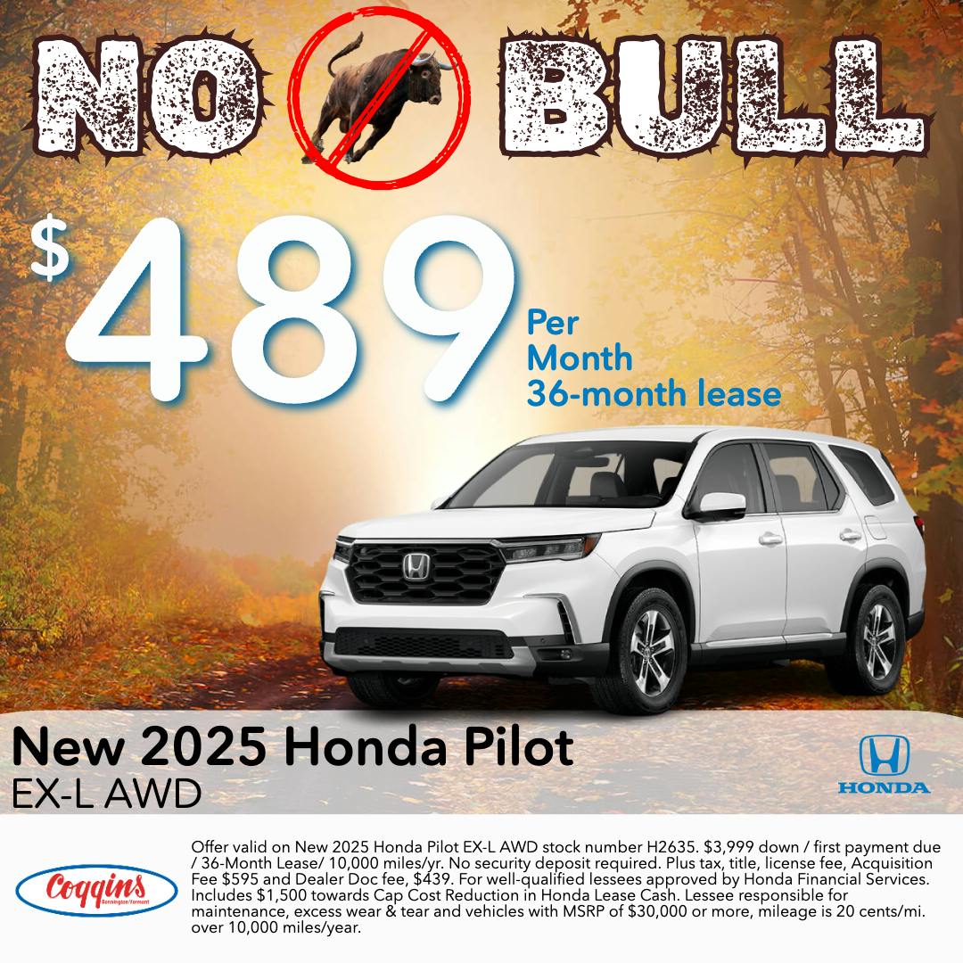 2025 Honda Pilot Lease | Coggins Honda of Bennington