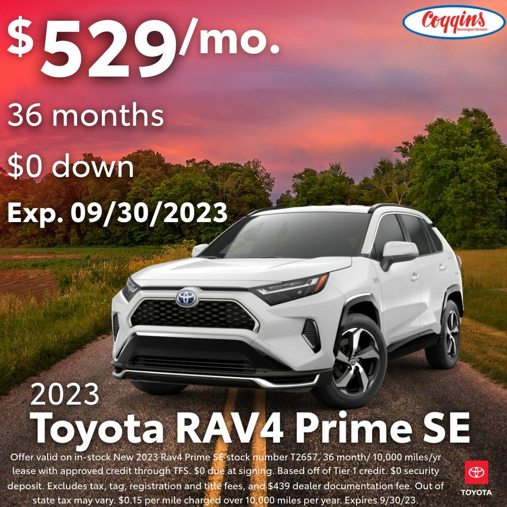 2023 Rav4 Prime SE Lease | Coggins Toyota of Bennington