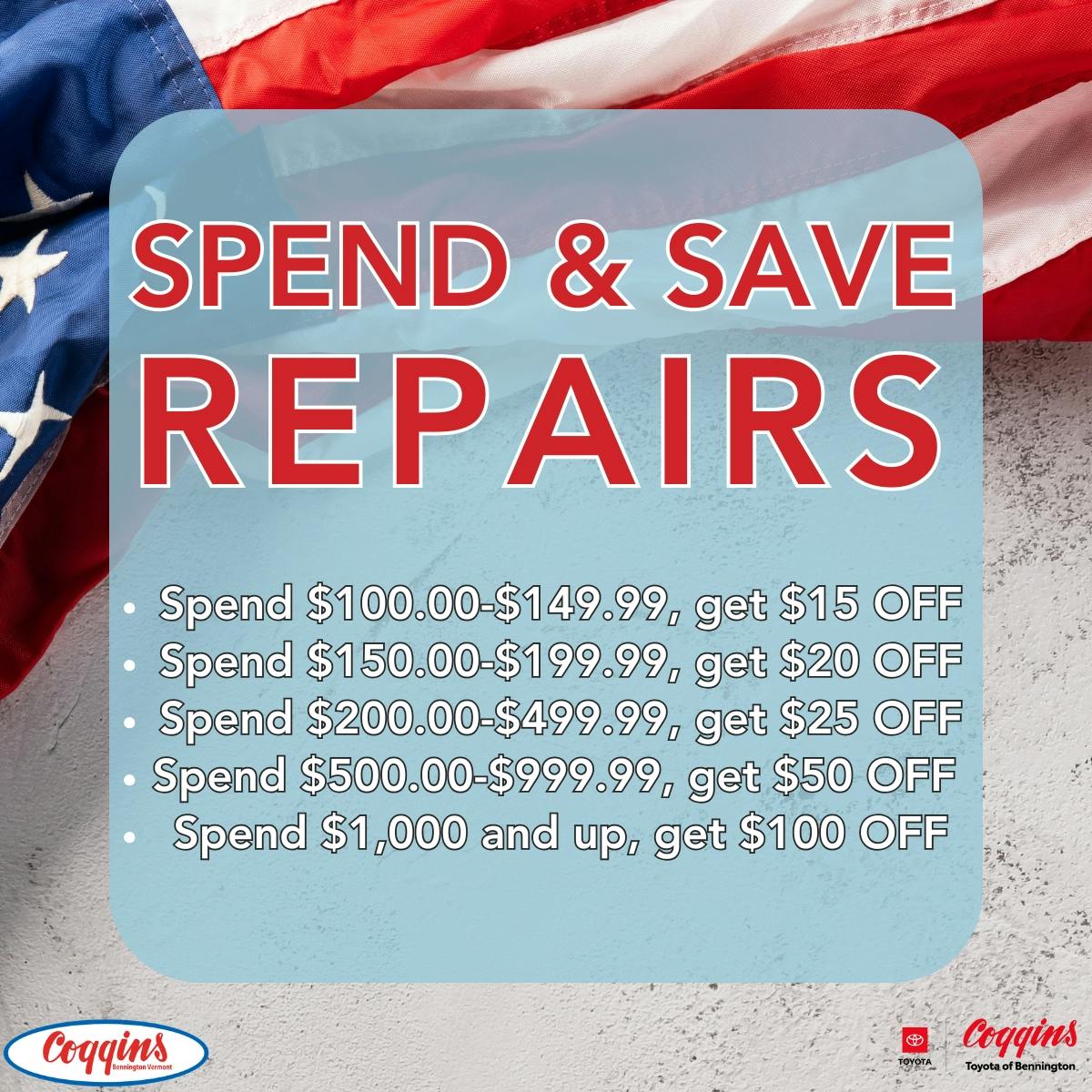 Spend & Save on Repairs! | Coggins Toyota of Bennington