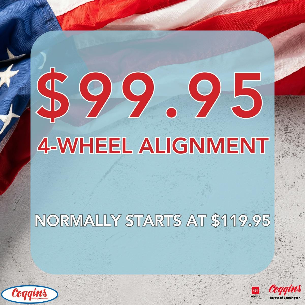 $99.95 Alignment | Coggins Toyota of Bennington