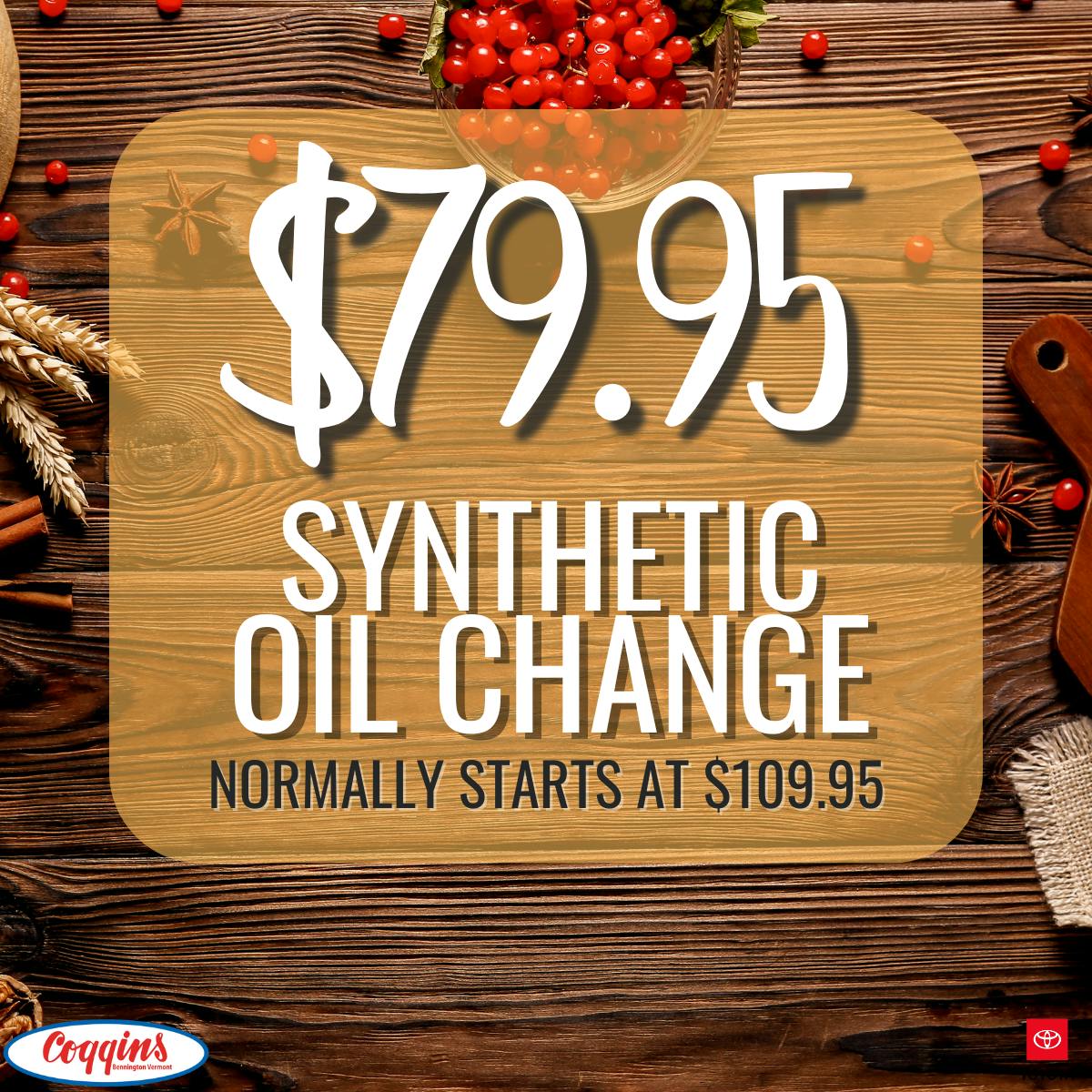 Synthetic Oil Change Special | Coggins Toyota of Bennington
