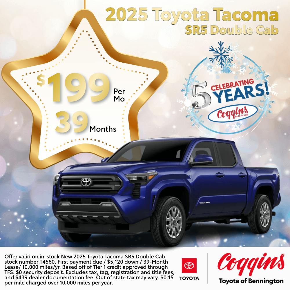 2025 Toyota Tacoma Lease | Coggins Toyota of Bennington