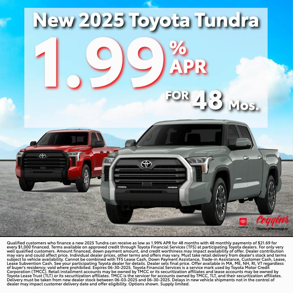 Special APR for Tundras! | Coggins Toyota of Bennington
