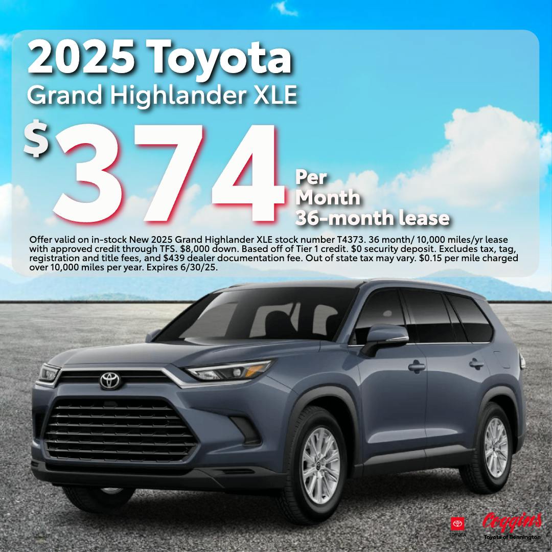 2025 Grand Highlander Lease | Coggins Toyota of Bennington