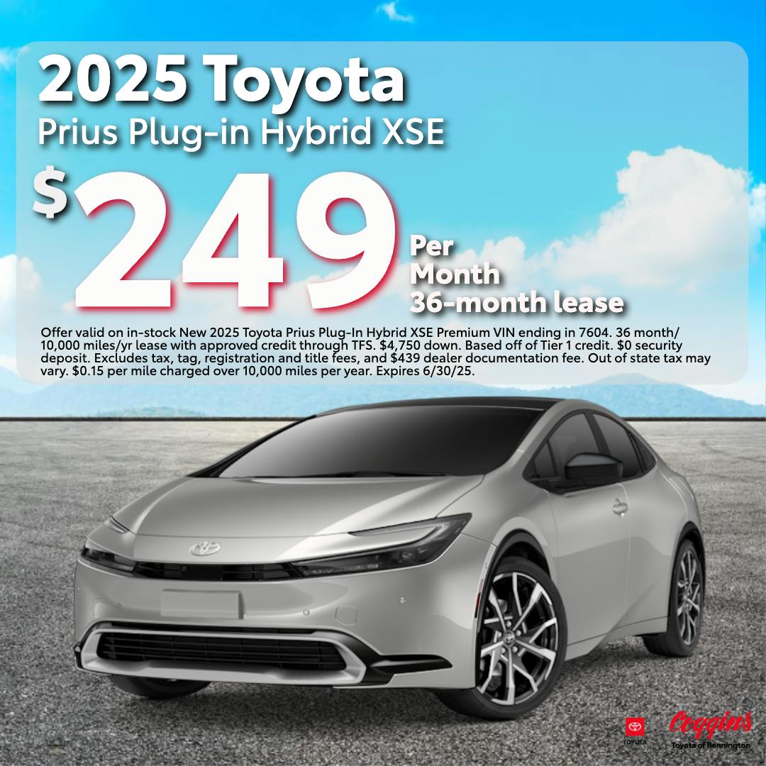 2025 Prius Plug-In Hybrid XSE Premium Lease | Coggins Toyota of Bennington