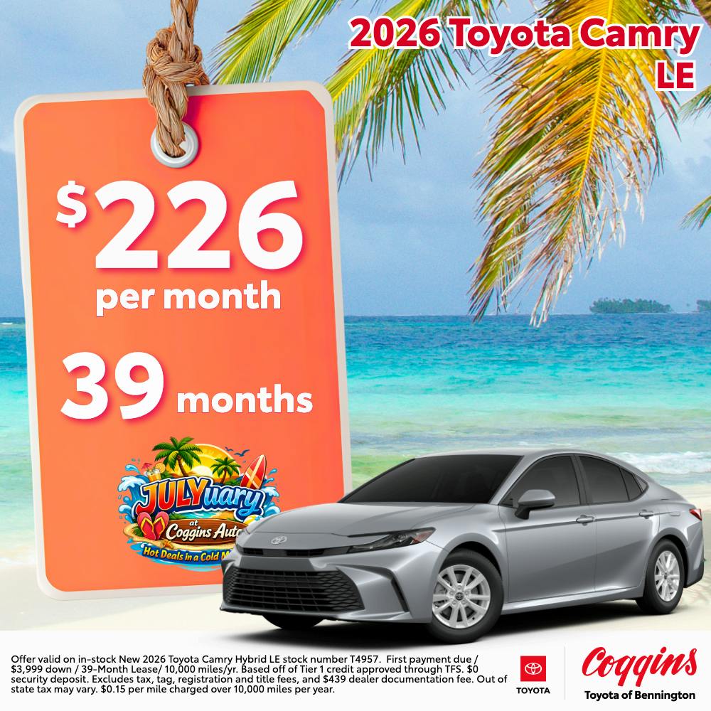 2026 Camry Lease | Coggins Toyota of Bennington