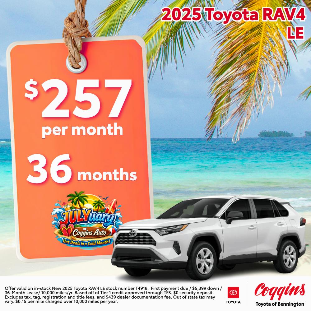 2025 Rav4 Lease | Coggins Toyota of Bennington