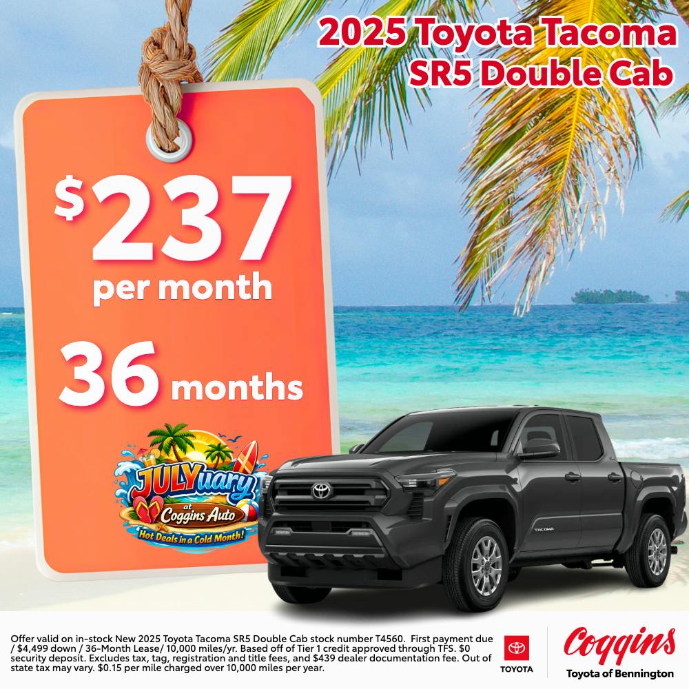 2025 Toyota Tacoma Lease | Coggins Toyota of Bennington