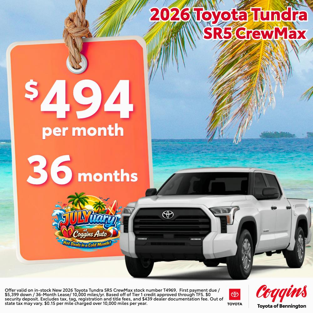 2026 Toyota Tundra Lease | Coggins Toyota of Bennington