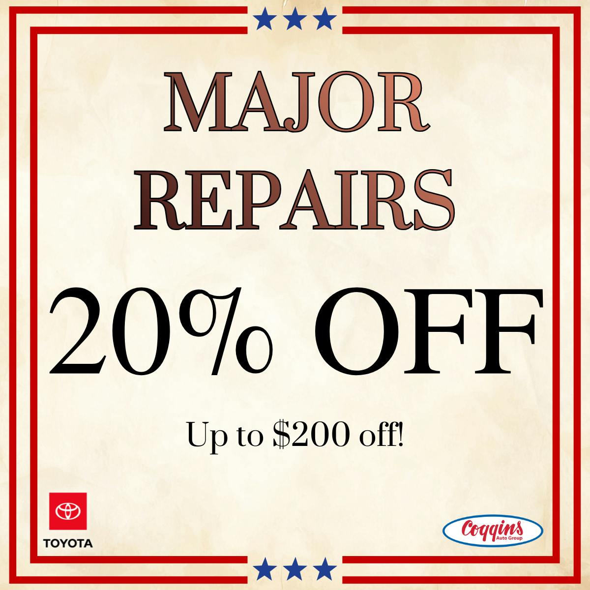 Save 20% on Major Repairs | Coggins Toyota of Bennington