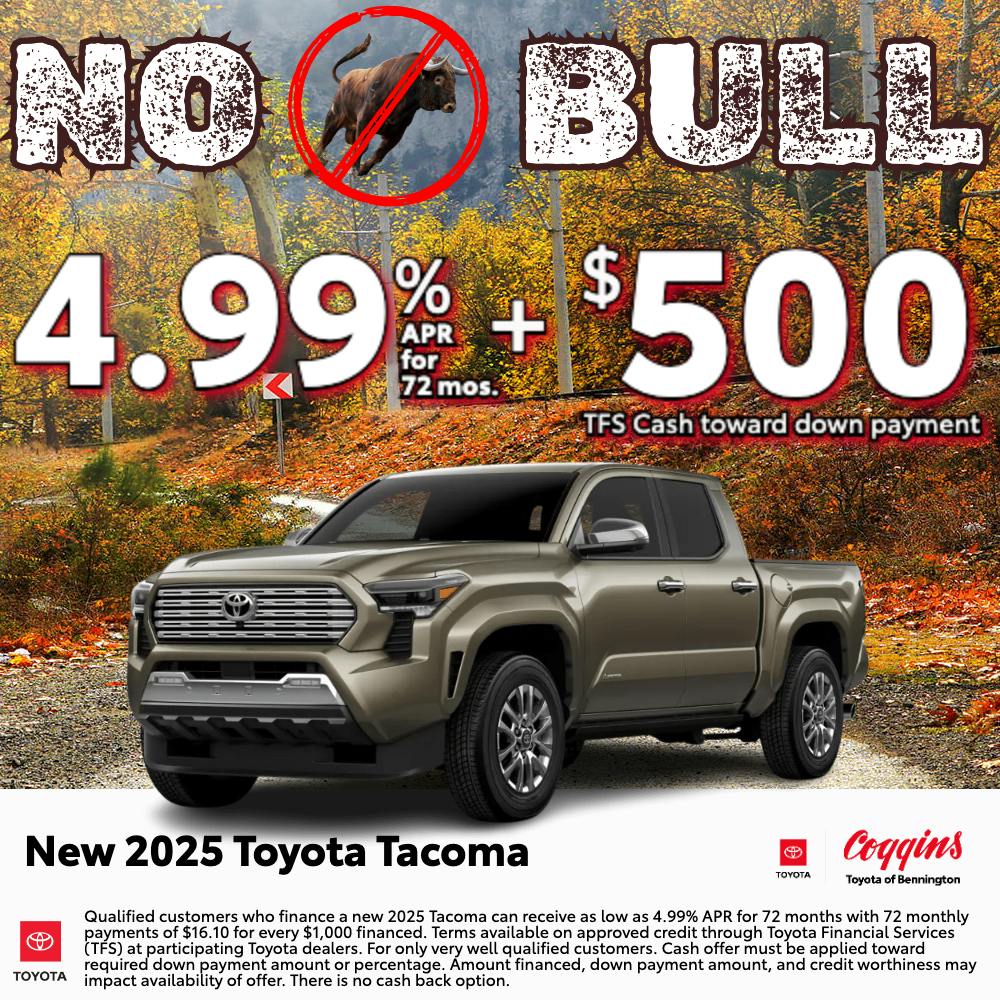 2025 Tacoma Finance Special | Coggins Toyota of Bennington