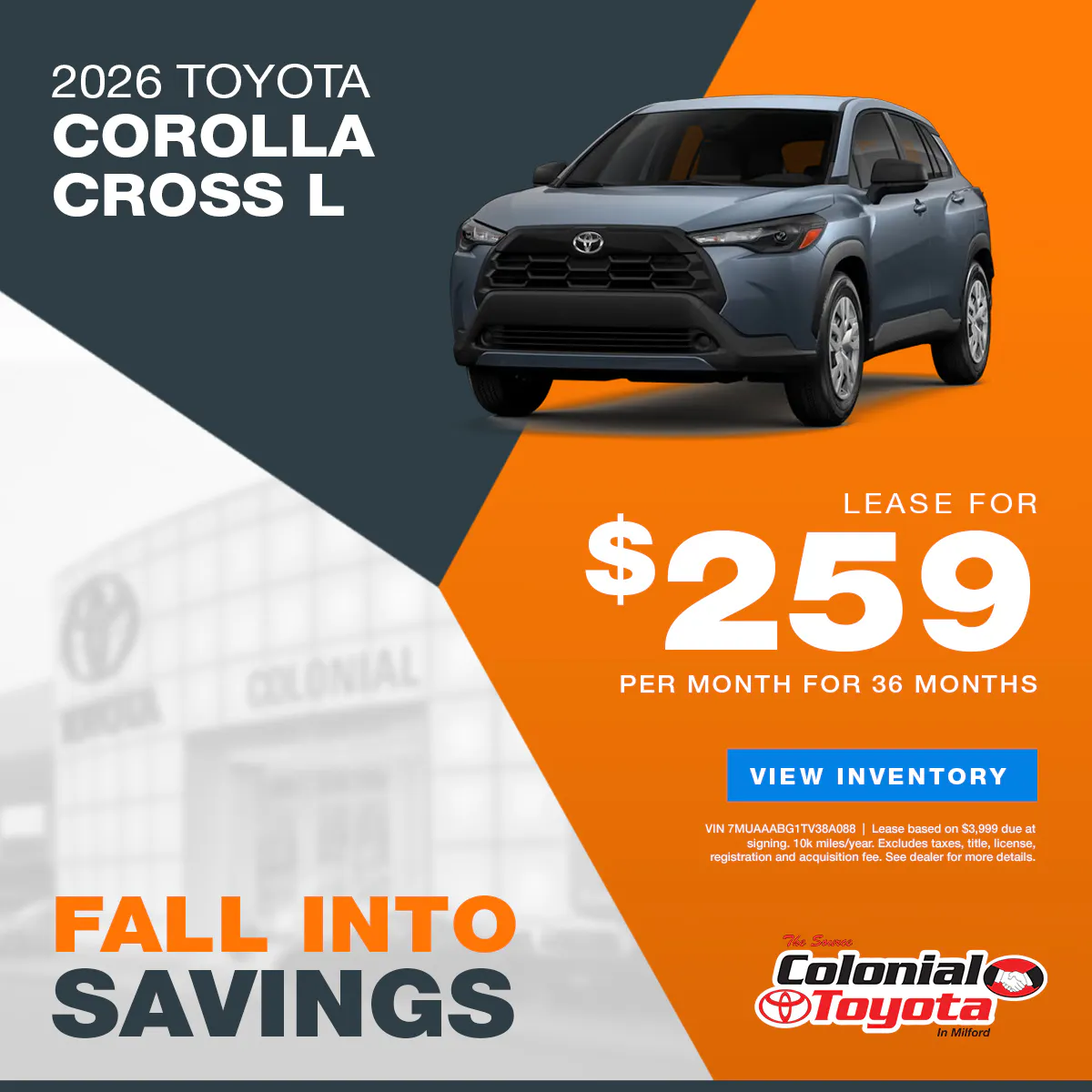 2026 Toyota Corolla Cross Lease Offer | Colonial Toyota