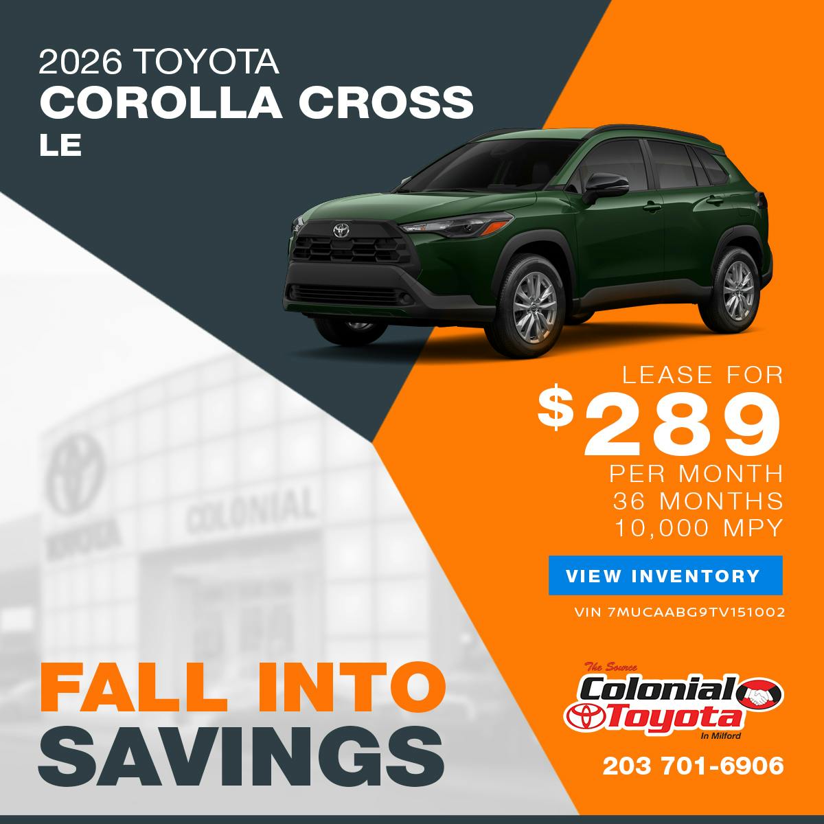 2026 Toyota Corolla Cross Lease Offer | Colonial Toyota