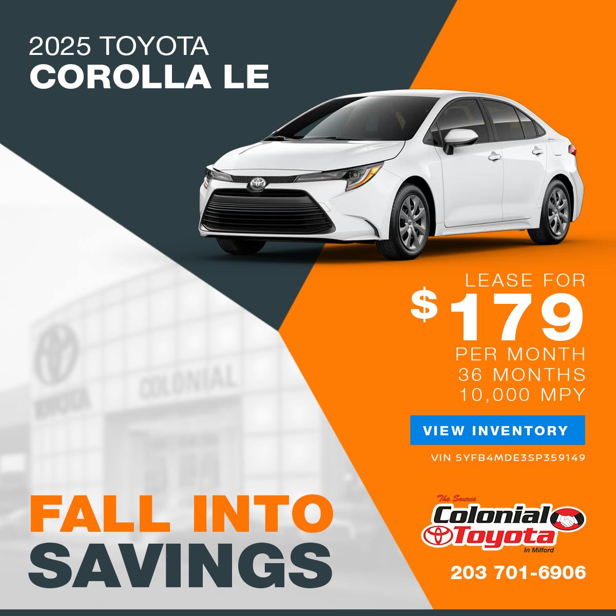 2025 Toyota Corolla Lease Offer | Colonial Toyota