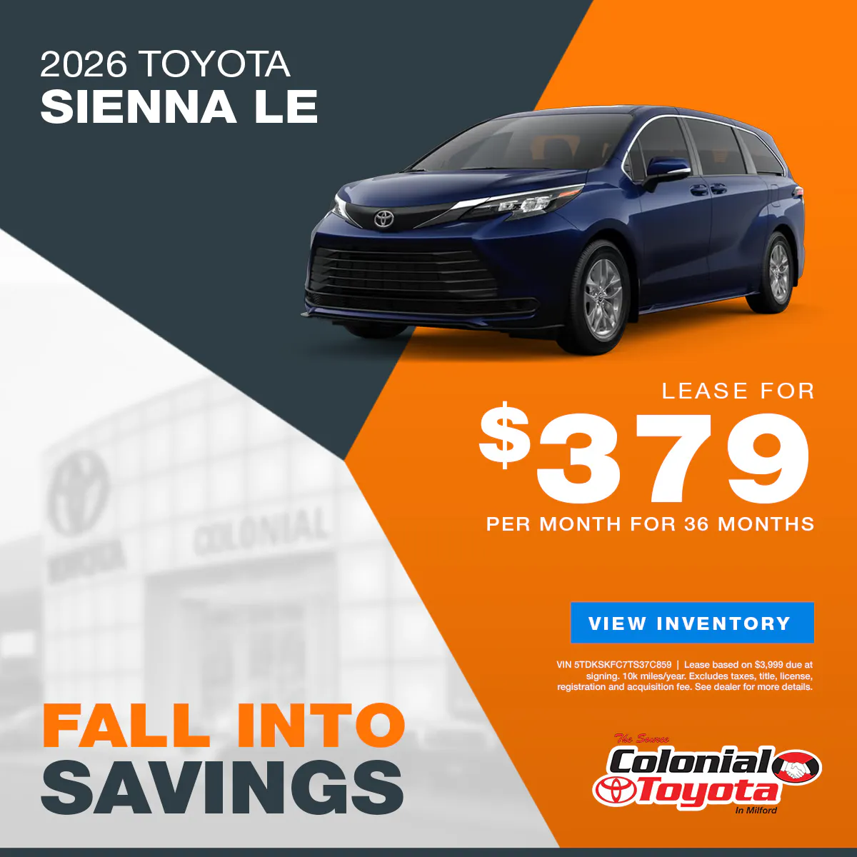 2026 Toyota Sienna Lease Offer | Colonial Toyota