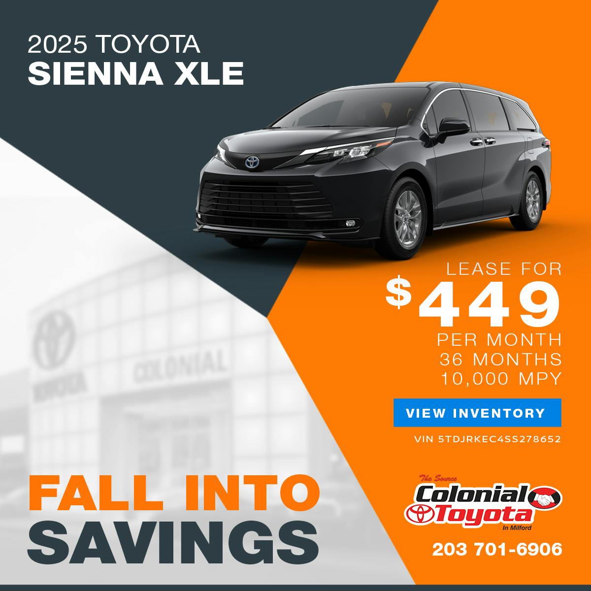 2025 Toyota Sienna Lease Offer | Colonial Toyota