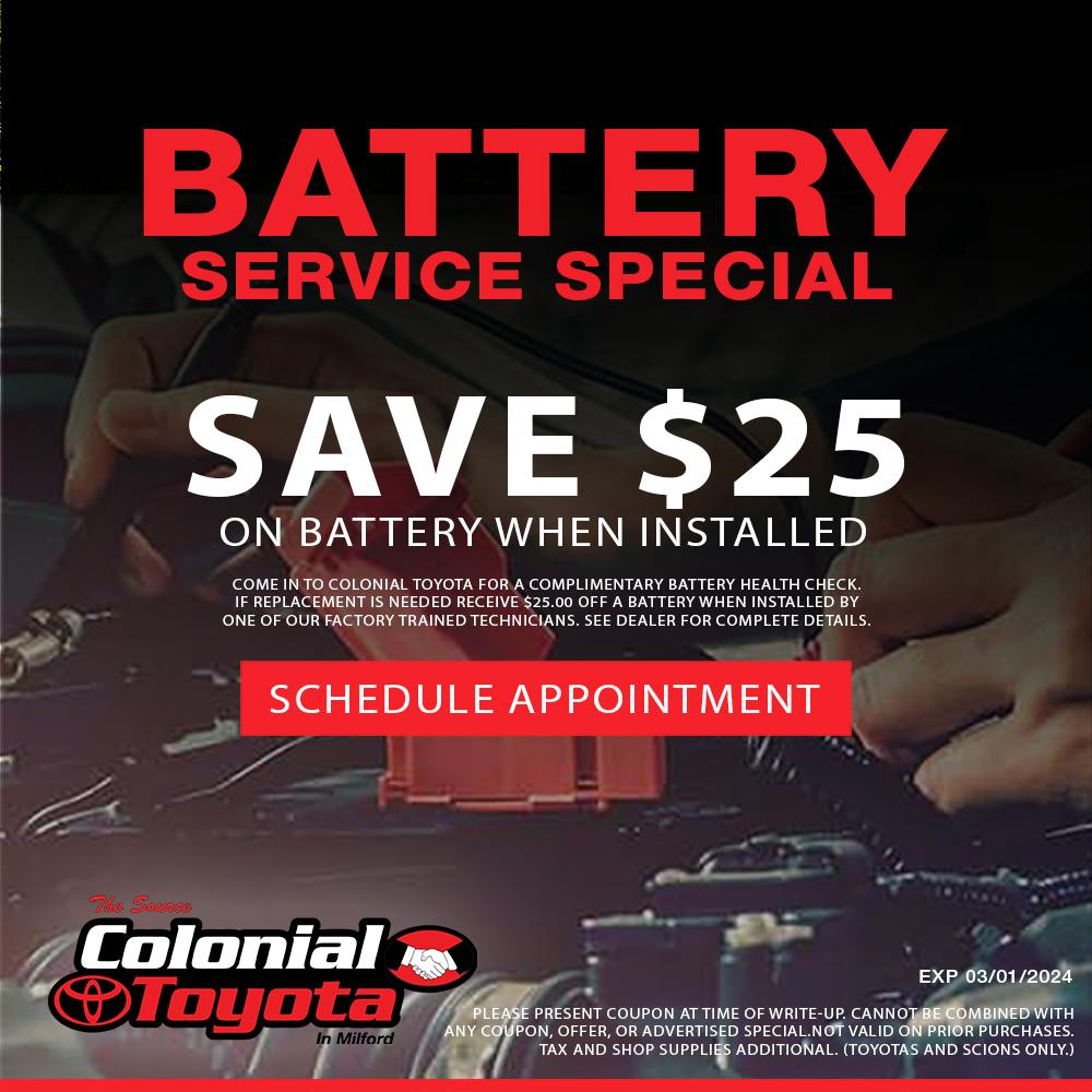 Save $25 Off Battery Replacement Service | Colonial Toyota