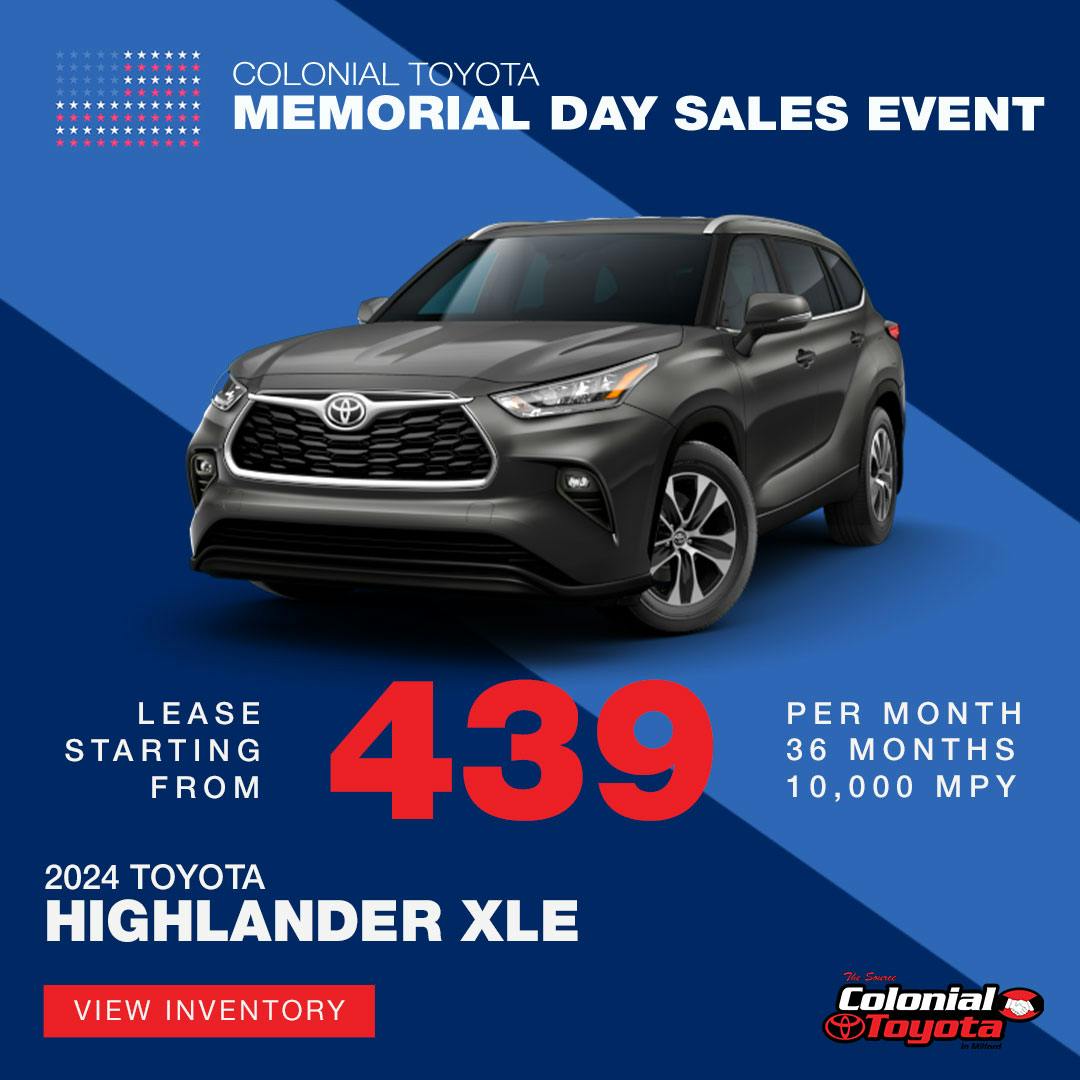 TOYOTA HIGHLANDER XLE LEASE OFFER | Colonial Toyota