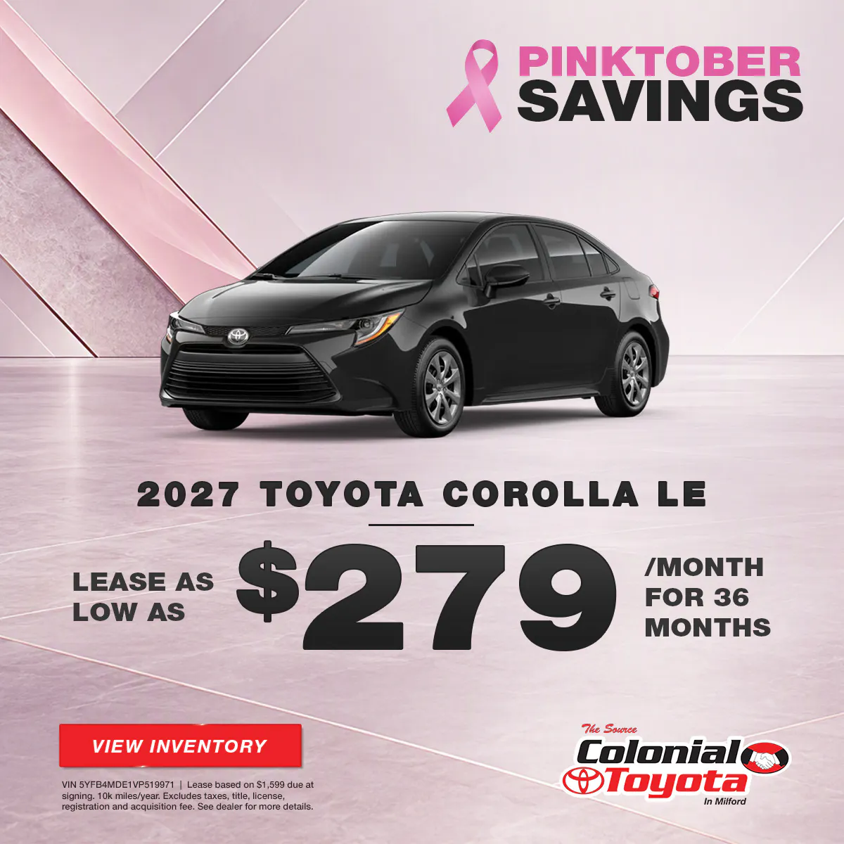 2027 Toyota Corolla Lease Offer | Colonial Toyota