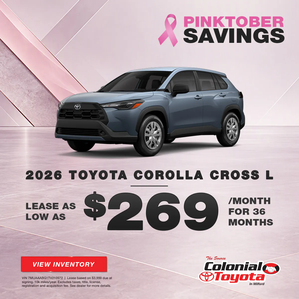2026 Toyota Corolla Cross Lease Offer | Colonial Toyota