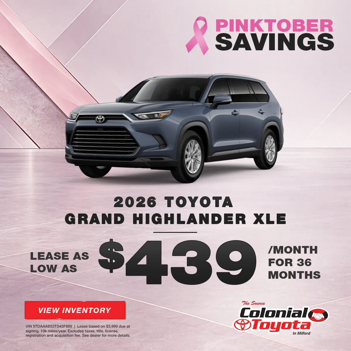 2026 Toyota Grand Highlander Lease Offer | Colonial Toyota