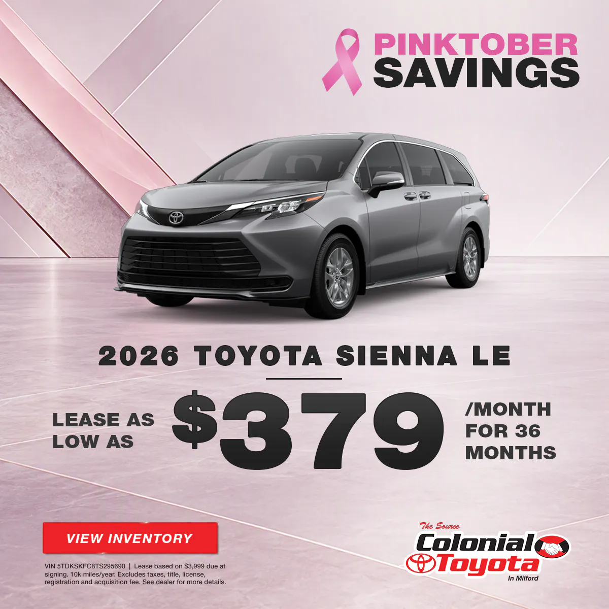 2026 Toyota Sienna Lease Offer | Colonial Toyota