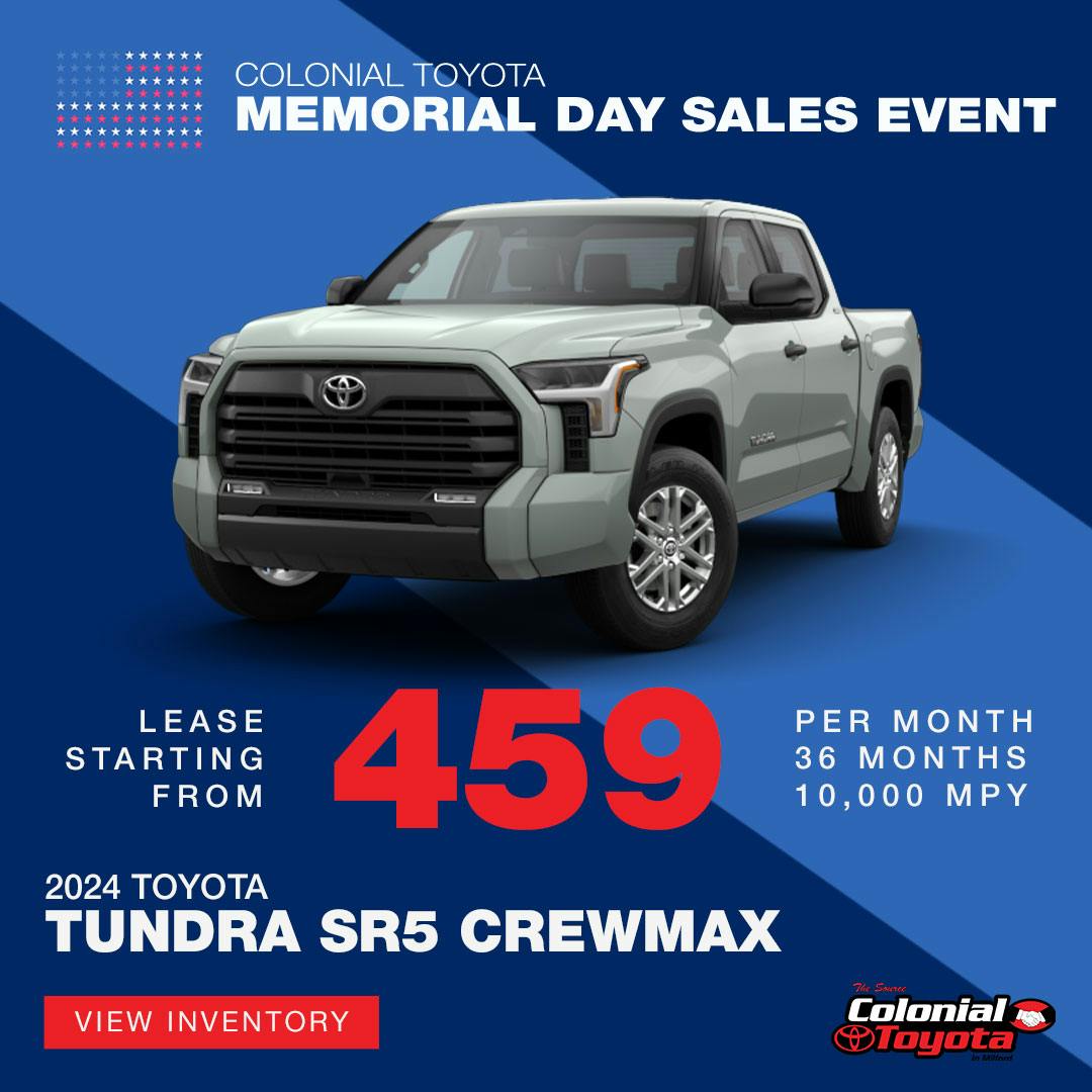 NEW 2024 TOYOTA TUNDRA SR5 CREWMAX LEASE OFFER | Colonial Toyota