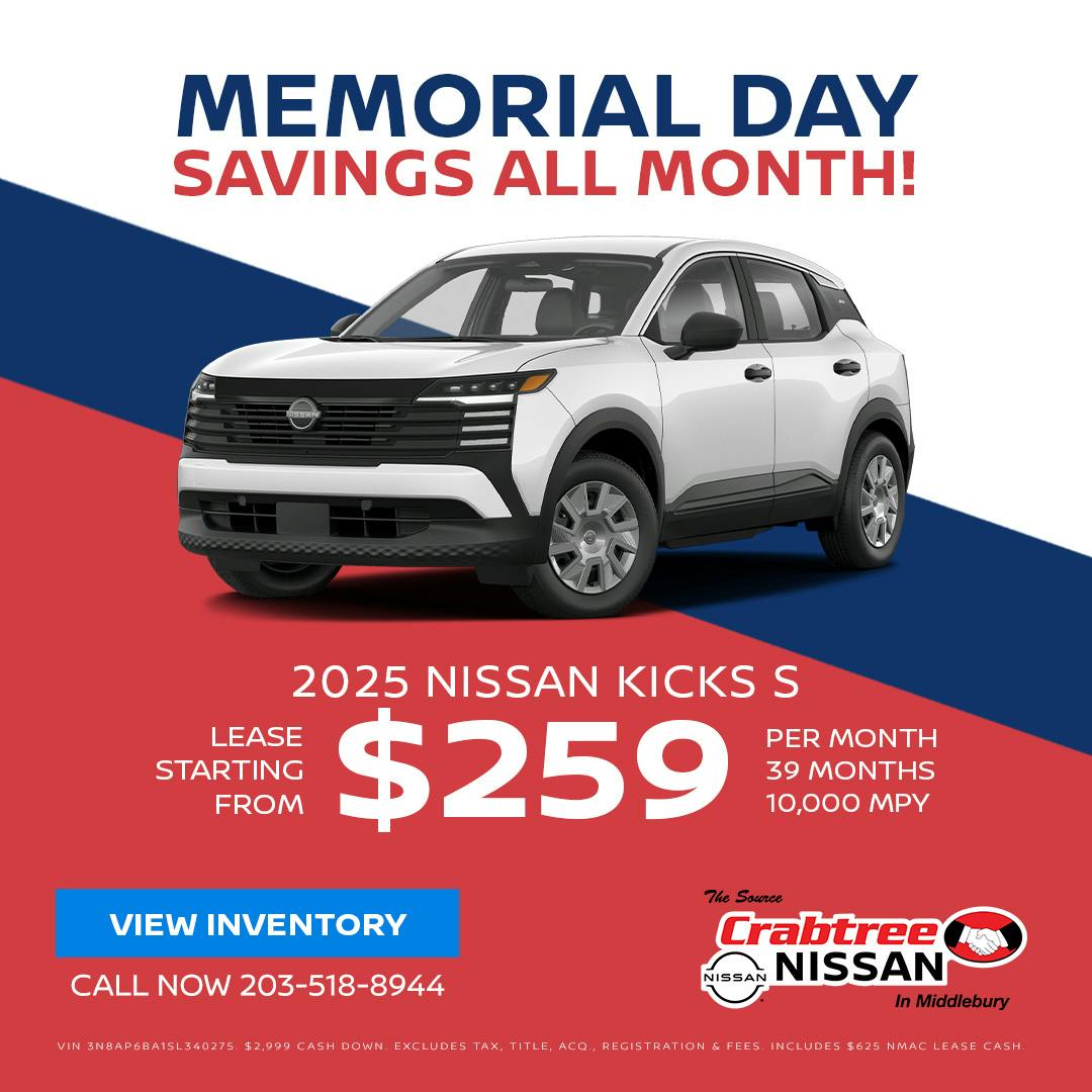 2025 Nissan Kicks Lease Offer | Crabtree Nissan