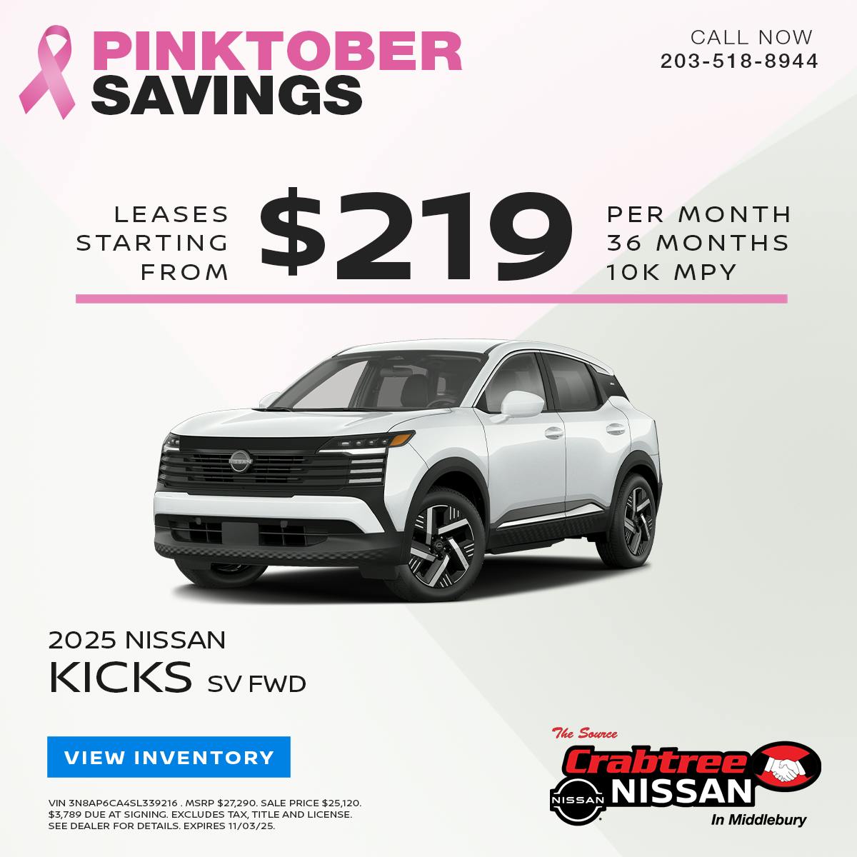 2025 Nissan Kicks Lease Offer | Crabtree Nissan