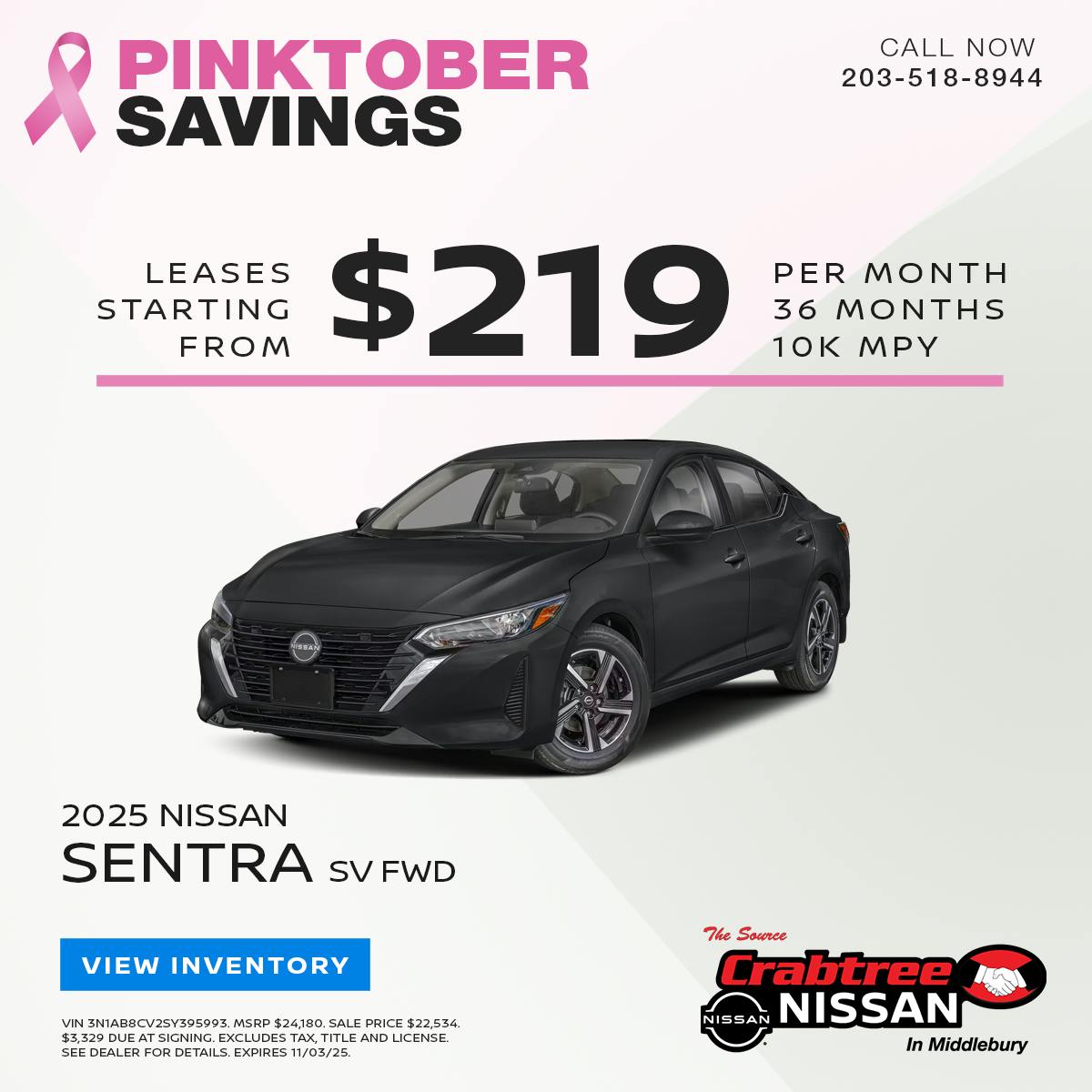 2025 Nissan Sentra Lease Offer | Crabtree Nissan