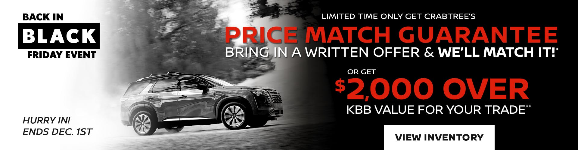 Crabtree Nissan Back in Black Friday Event