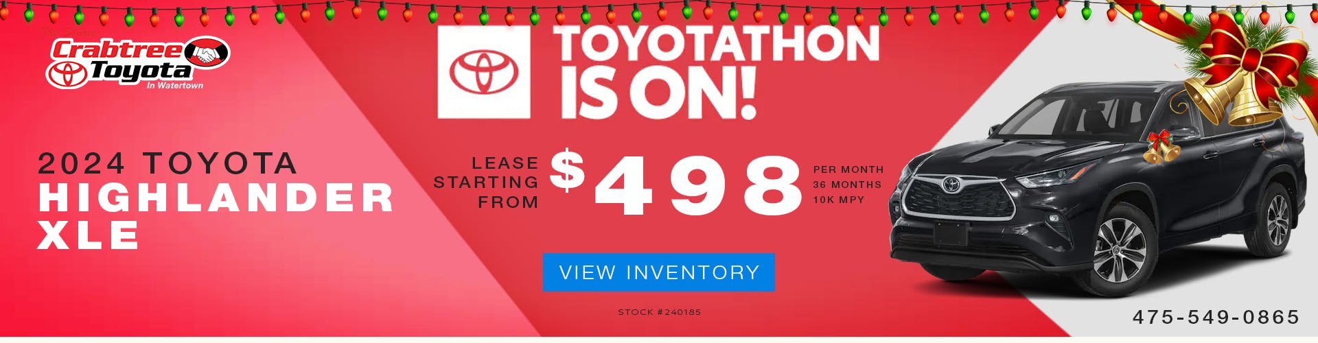 TOYOTA HIGHLANDER XLE LEASE OFFER