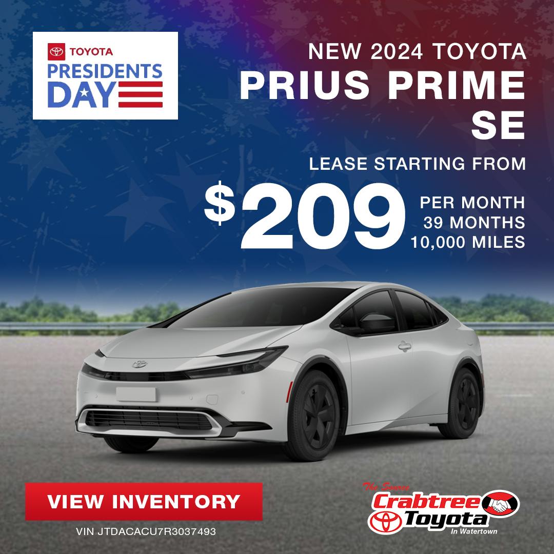 2024 Toyota Prius Prime SE Lease Offer | Crabtree Toyota