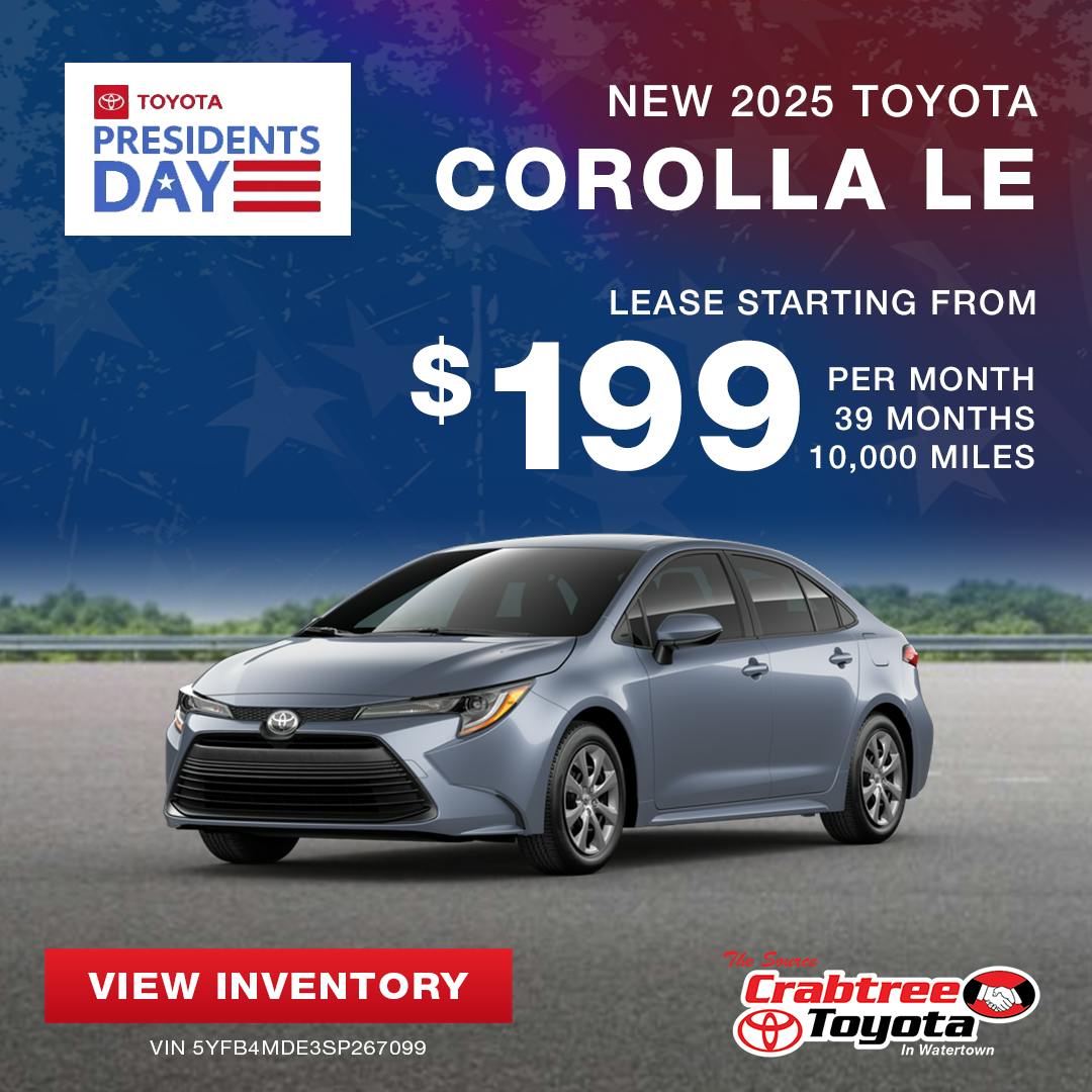 2025 Toyota Corolla Lease Offer | Crabtree Toyota