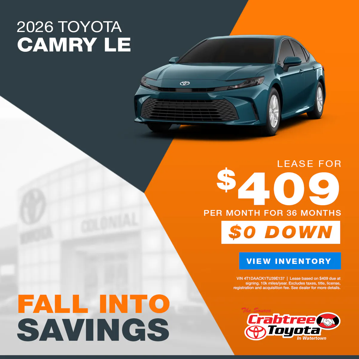 2026 Toyota Camry Lease Offer | Crabtree Toyota