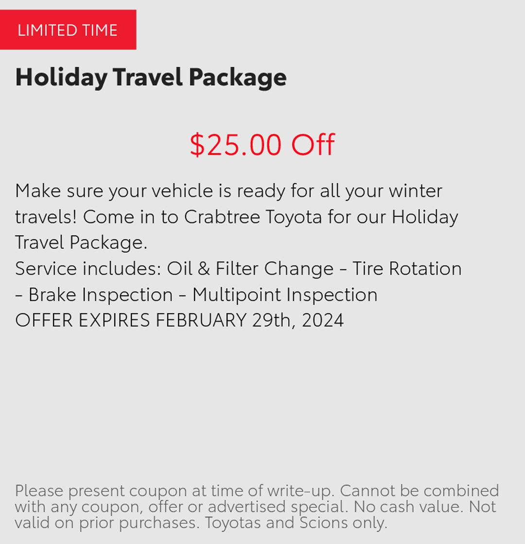 Holiday Travel Package | Crabtree Toyota