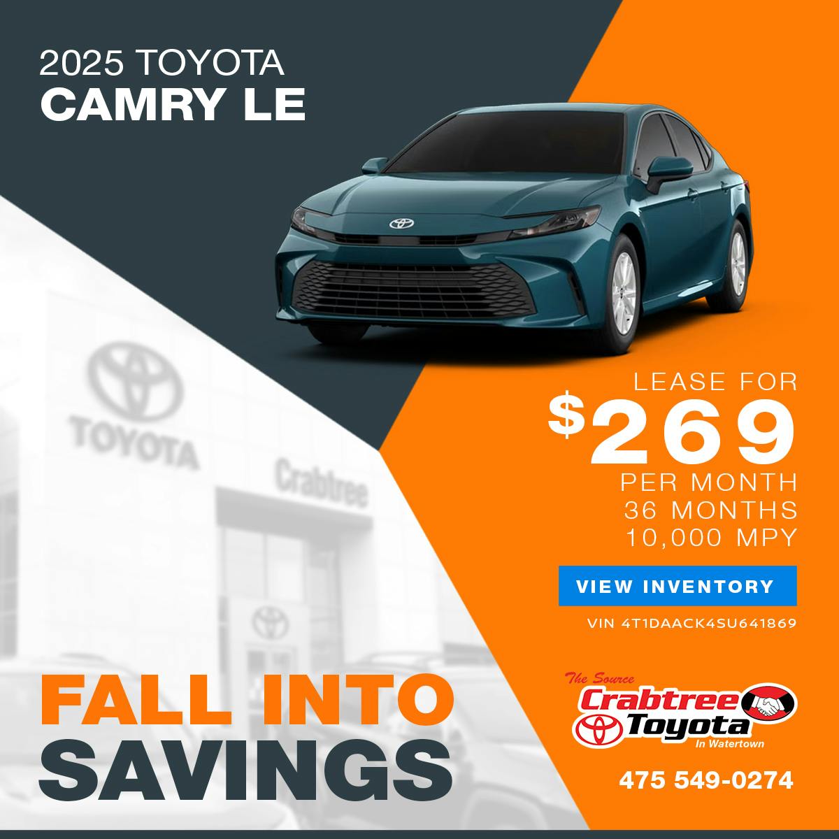 2025 Toyota Camry Lease Offer | Crabtree Toyota