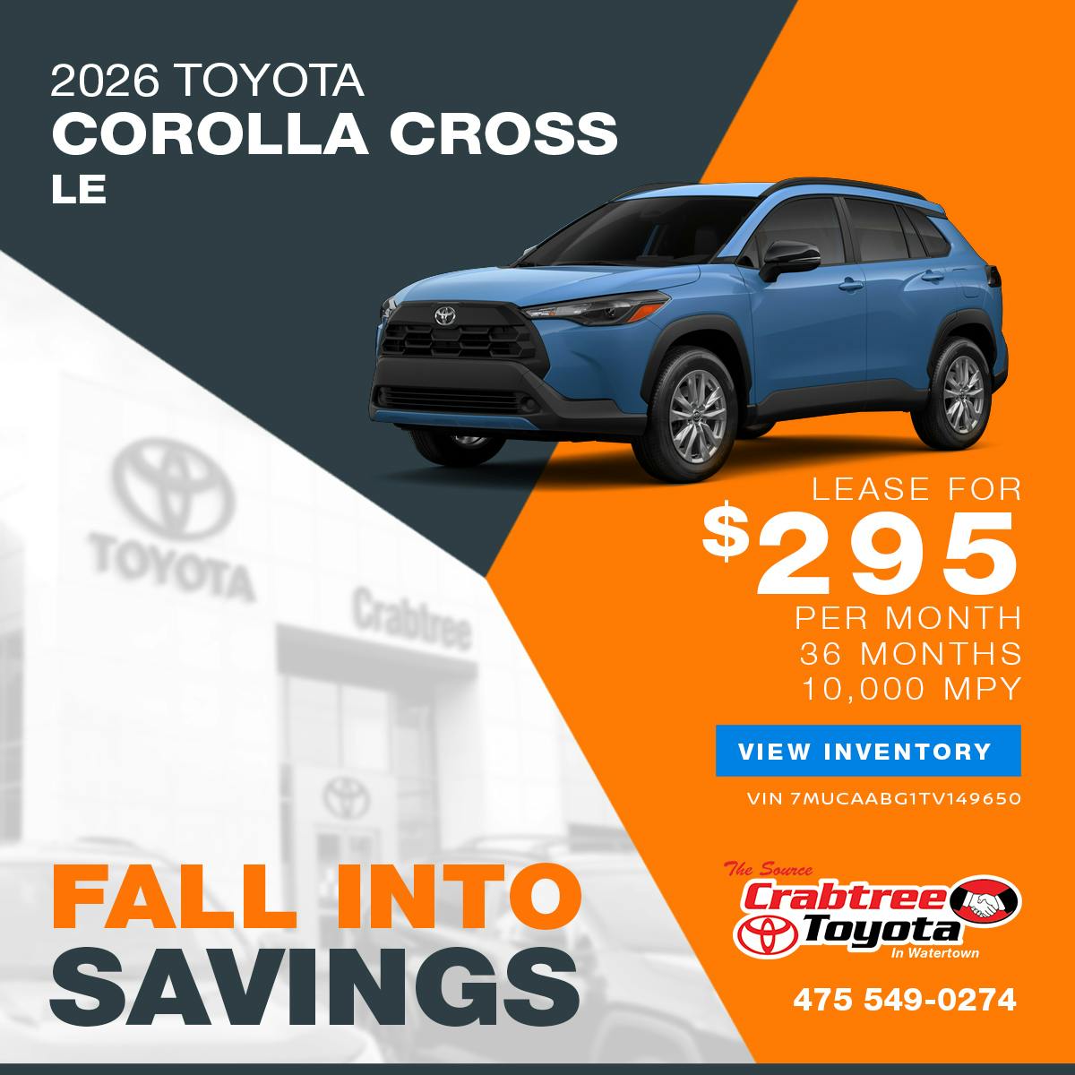 2026 Toyota Corolla Cross Lease Offer | Crabtree Toyota