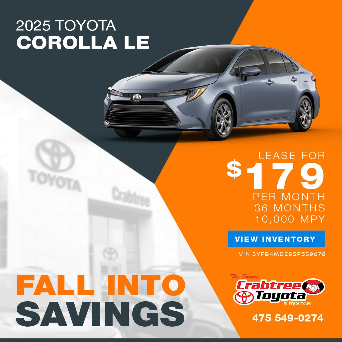 2025 Toyota Corolla Lease Offer | Crabtree Toyota