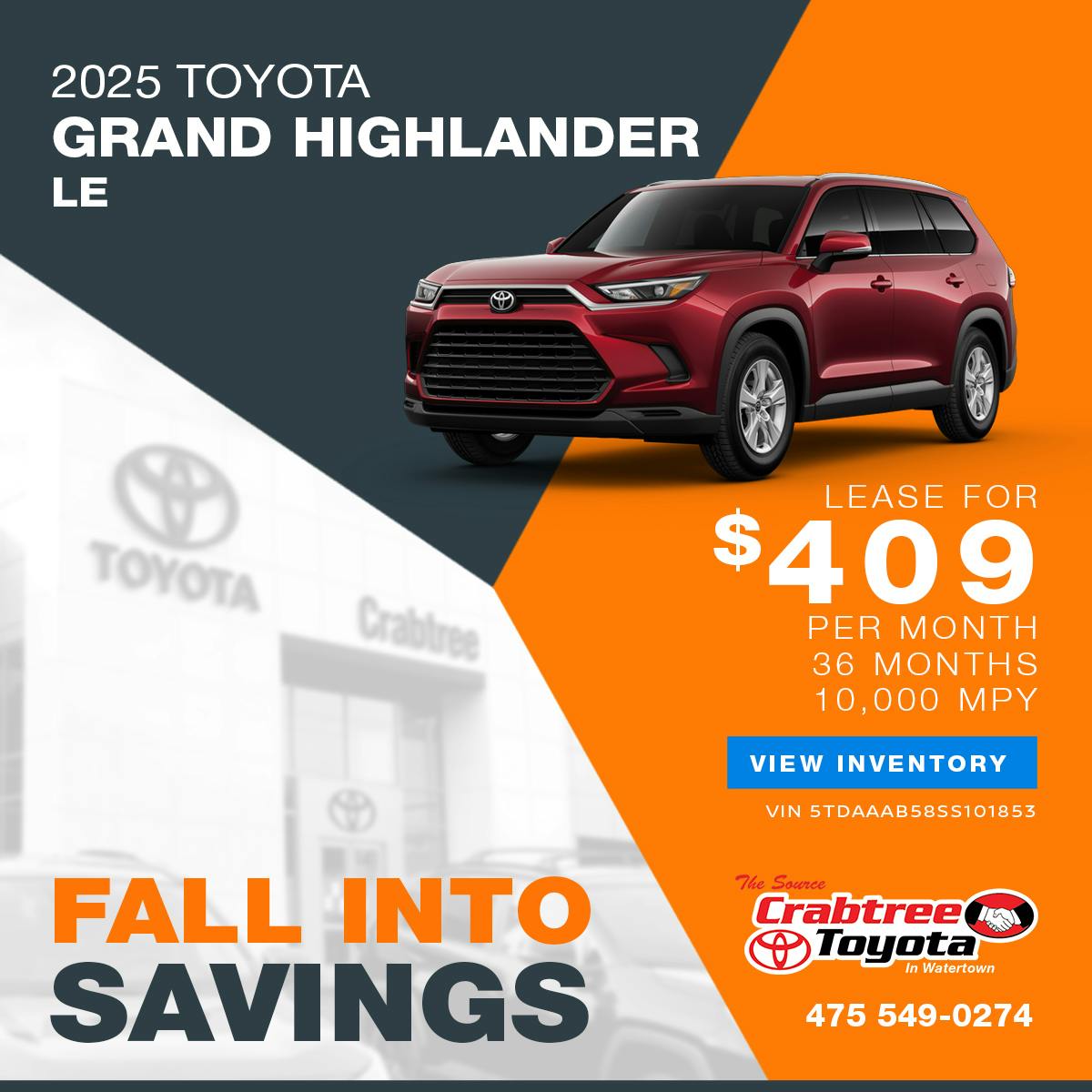 2025 Toyota Grand Highlander Lease Offer | Crabtree Toyota