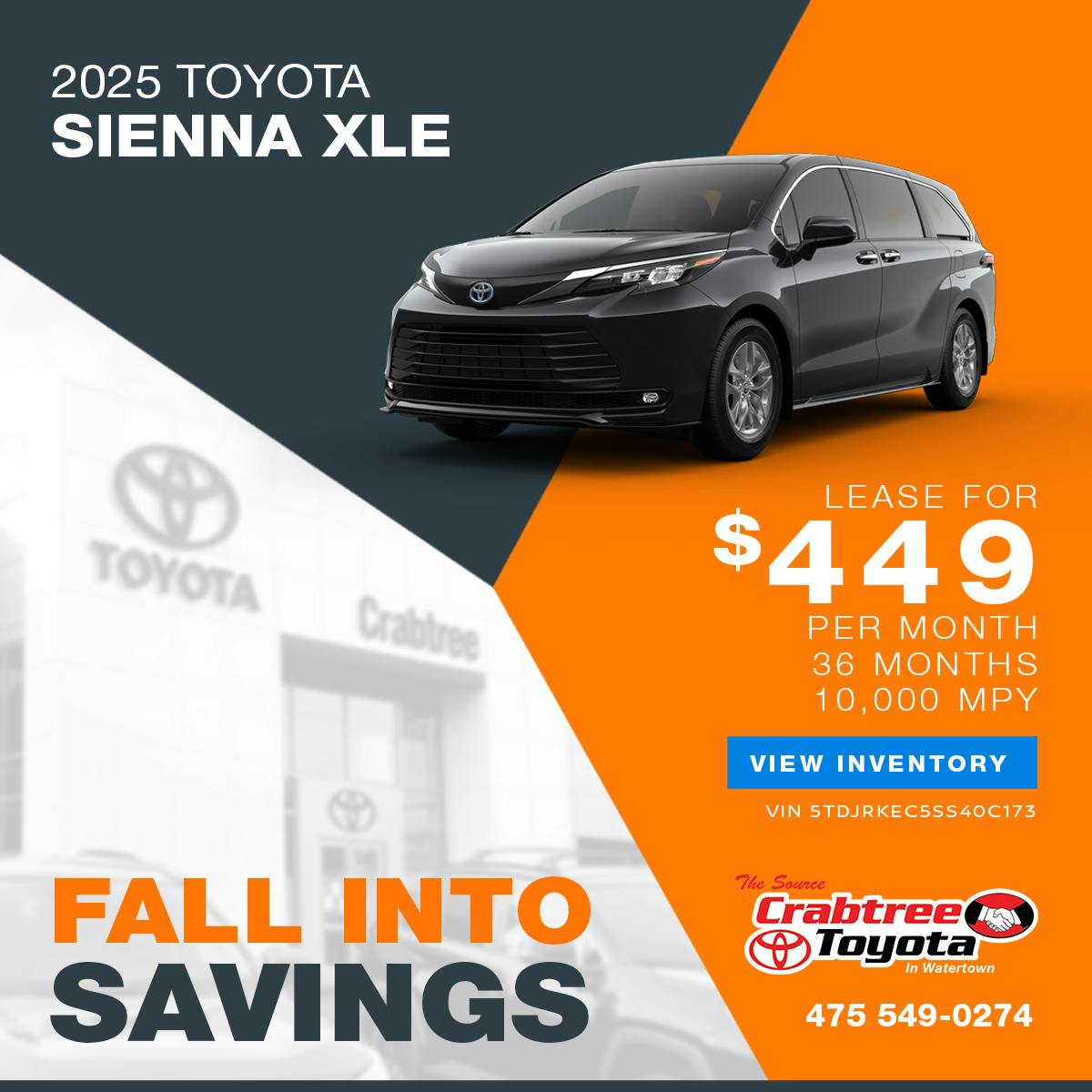 2025 Toyota Sienna Lease Offer | Crabtree Toyota