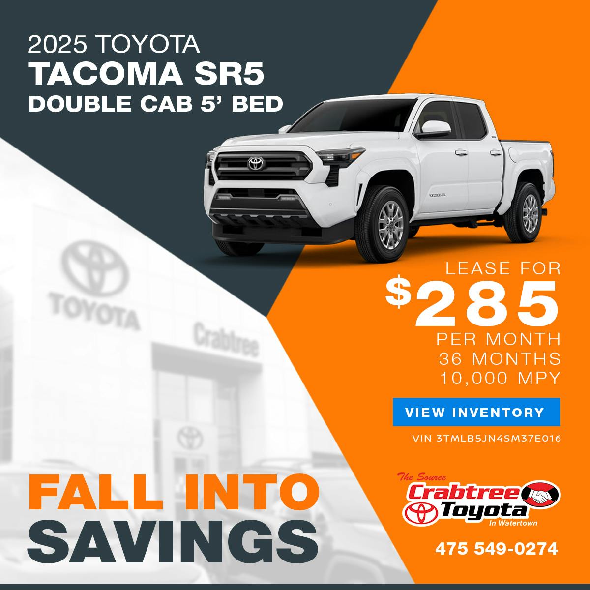 2025 Toyota Tacoma Lease Offer | Crabtree Toyota