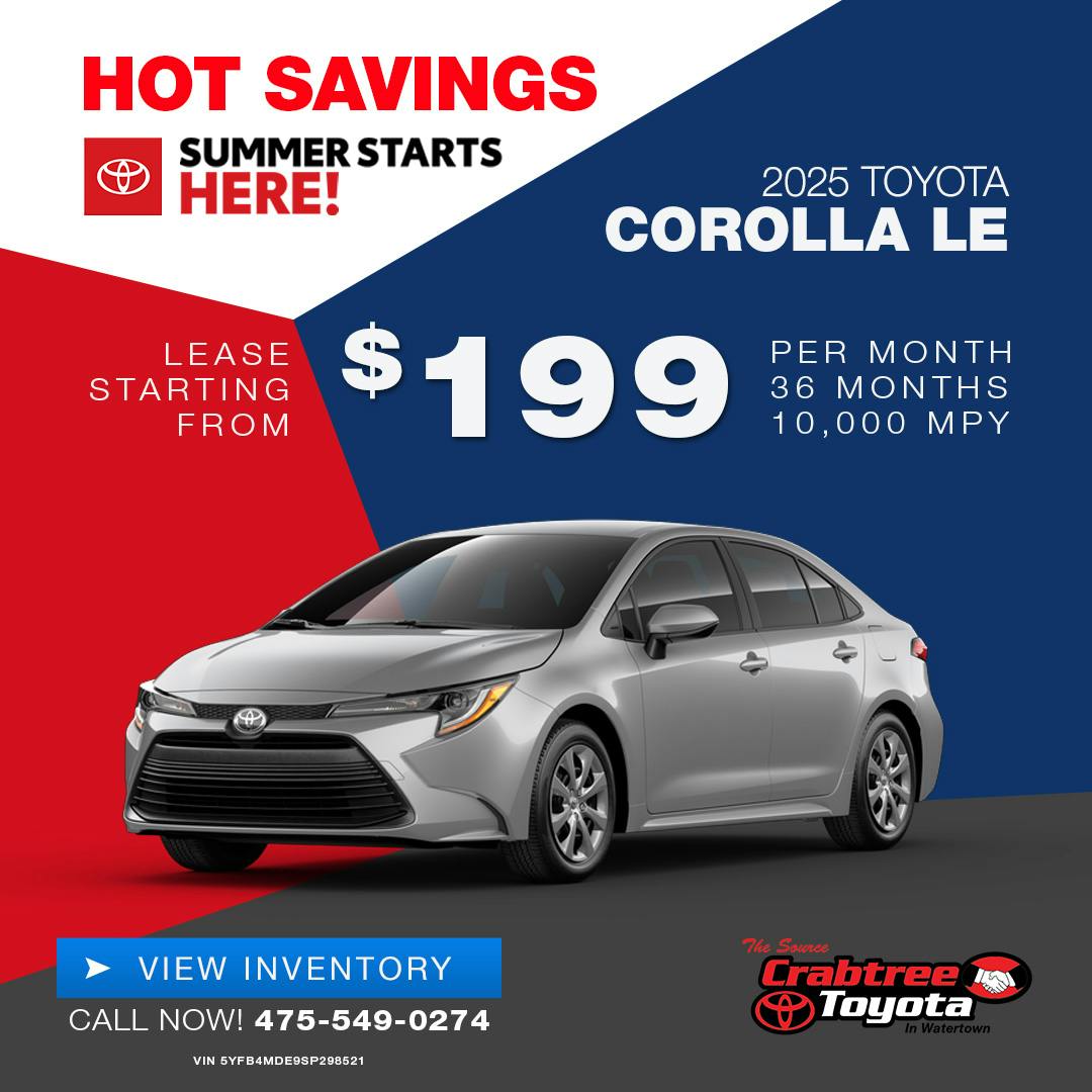 2025 Toyota Corolla Lease Offer | Crabtree Toyota
