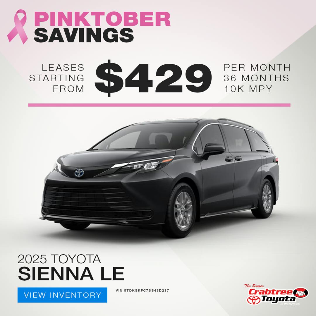 2025 Toyota Sienna Lease Offer | Crabtree Toyota