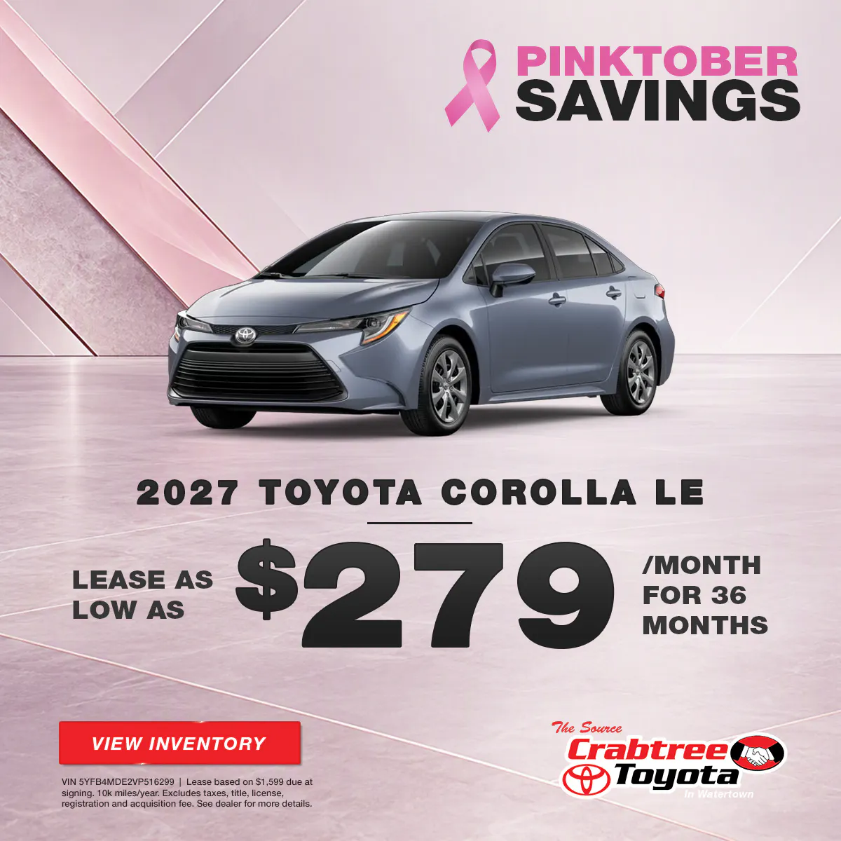 2027 Toyota Corolla Lease Offer | Crabtree Toyota