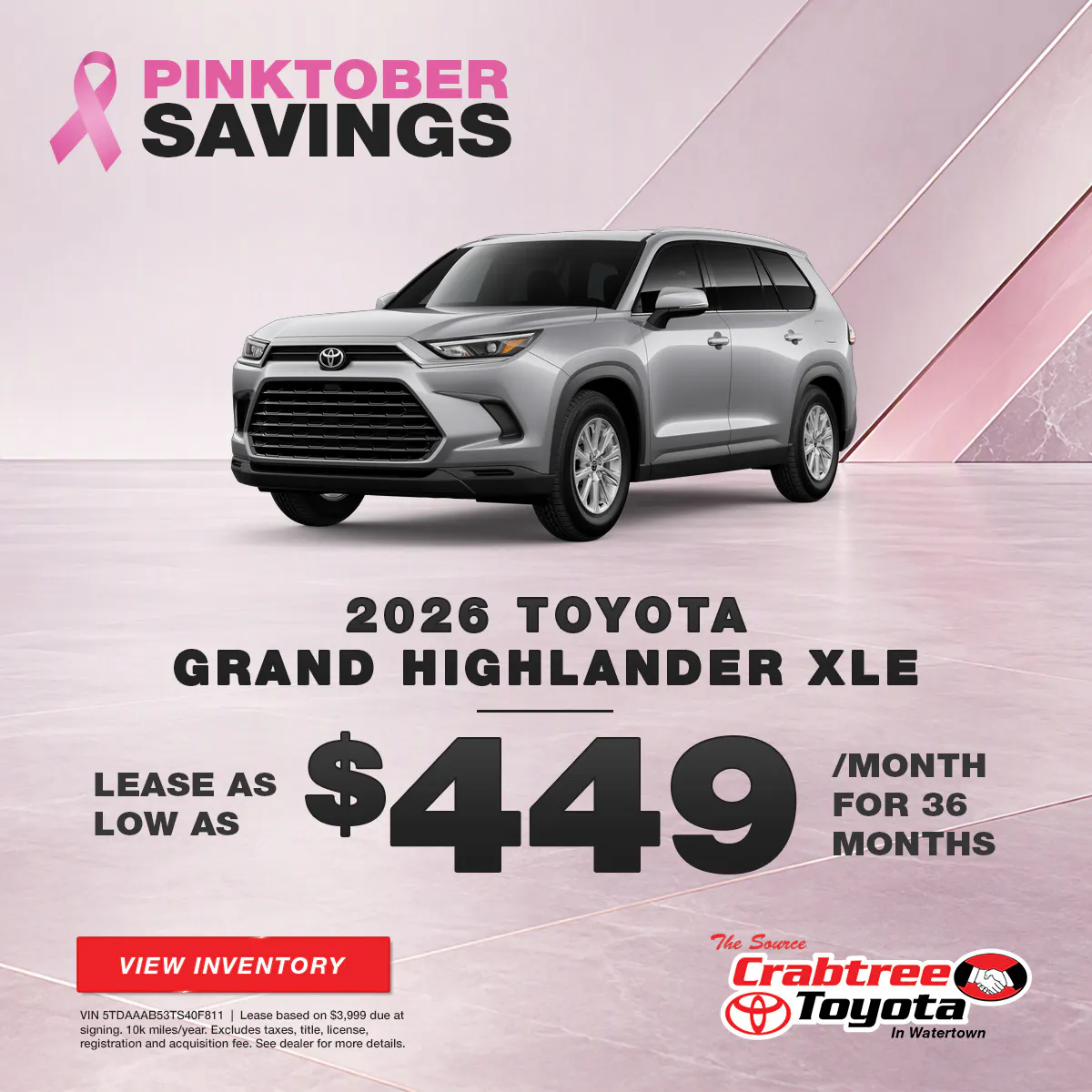 2026 Toyota Grand Highlander Lease Offer | Crabtree Toyota