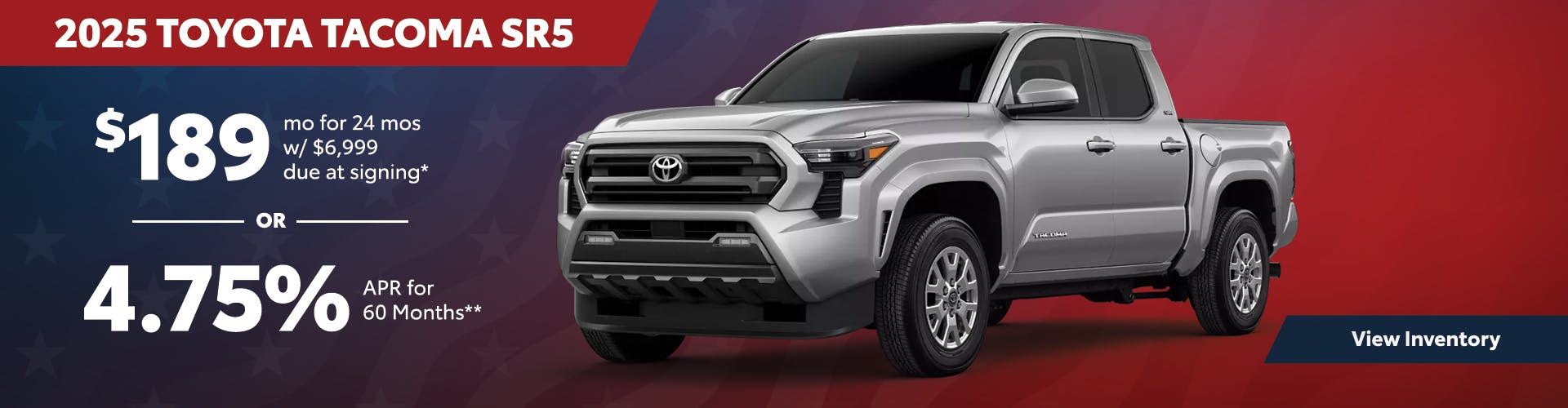 New 2025 Toyota Tacoma Lease For $189